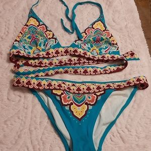 Victoria's secret bikini set blue tribal pattern